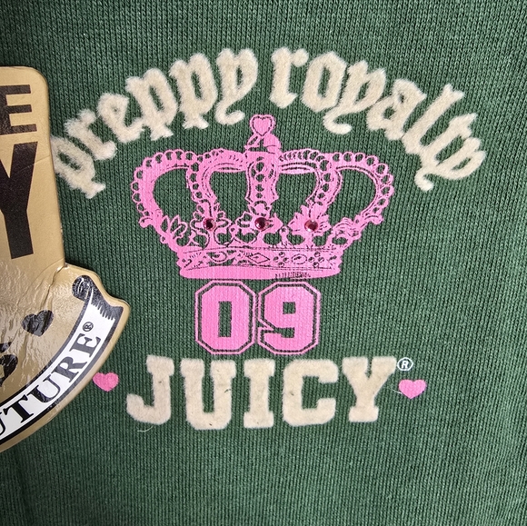 Juicy Couture Vintage Fleece Zip up Hoodie Sweatshirt NEW Green 💚 XL - Picture 3 of 6